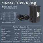CNC Nema34 스텝퍼 모터 조각용 스테핑 엔진 단일 샤프트 2 상 4 와이어 86x154mm 14mm 직경 6.0A 11N.cm EU : 선진물류