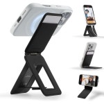 MagSafe 스탠드 NFC 지원 포켓 사이즈 셀카봉 MOVAS 비건 가죽 및 조절 가능한 각도 마그네틱 카드 홀더 여행 필수품 제트 블랙 : 무민샵30