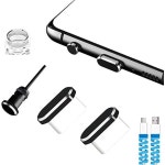 USB C 더스트 플러그 충전 포트 커버 캡 삼성 갤럭시 S24S23S22S21S20 울트라Z 플립 4Z 폴드 4 픽셀 원플러스블랙와 호환되는 케이블... 