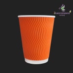 360ml 3중 단열 종이컵 12온스 웨이브 오렌지 500개 : 더싸게닷컴