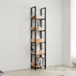 40 틈새책장 튼튼한 블랙스틸 원목책꽂이 홈인테리어 : 원데이-쇼핑