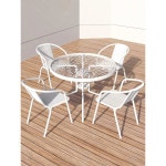 야외파라솔테이블 베란다 정원파라솔 테라스 의자 가든 식탁 옥상 루프탑 투명 화이트 1. 원형 80cm+의자4개 : 제이고마켓