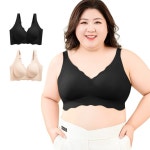 2컬러 브라 빅사이즈 심리스 큰컵 노와이어 편한 브라렛 : 더 쓰임