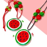 키움센터 여름 실내수업 수박비즈 수박 목걸이 만들기 5개세트 미술시간 방과후학교 초등 : 코코에비나