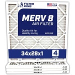 필터 킹 34x28x1 공기 | 4-PACK MERV 8 HVAC 주름진 A/C 용광로 미국산 실제 크기 34 x 28 .75 : 꼬꼬31