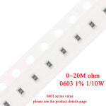 1 0603 SMD 저항기 0R 20M 1/10W 0.1 0.22 10 100 150 220 330 ohm 1K 2.2K 10K 100K 0.1R 10R 100R 150R 220 : 현진26