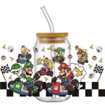 슈퍼 마리오 파티 잼버리 동킹콩 루이지 노트북 캐리어 수화물 꾸미기 스티커 굿즈 미니 브라더스 UV DTF 전송 방수 데칼 16oz 유리 컵 랩... 