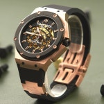 발키리 신상 다스 메카닉 VALKYRIE DAS MECHANIC V-7077GBB 오토매틱 18K금도금 실리콘밴드 유리워치와인더 옵션 : 자카서울