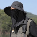 얼굴커버 자외선차단 버킷햇 마스크모자 봄 여름 등산 낚시 밭일 농사모자 넓은챙 벙거지 : 비앤채