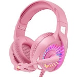 마이크가 있는 ZIUMIER Z20 핑크 게이밍 헤드셋 PS4 PS5 Xbox One PC 노트북 LED RGB 라이트가 오버이어 헤드폰 노이즈 캔슬링 마이크... 
