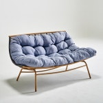 패브릭 쿠션 착석감 네츄럴 로프 안락의자 2인 휴식의자 2인쇼파의자 2인소파 : 온리큐