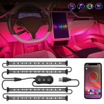 Nilight 4피스 USB 내부 자동차 조명 48 LED RGB LED 스트립 조명 앱 제어 음악 사운드 액티브 모드 대시 풋웰 주변 조명 2 라인 디자인  앱... 