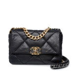 샤넬 블랙 19 플랩 금장 체인 미듐 숄더백 [12687674] : 리본즈