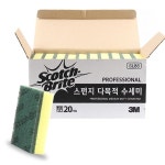 스카치브라이트 3M 스폰지수세미 20개입 대용량 양면수세미 스펀지수세미 다목적수세미 업소용수세미 : 티엔굿커머스