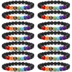 WAINIS 와이니스 2 14개 남성 여성 8mm 용암 바위 7 차크라 아로마테라피 에센셜 E:14 Pcs : 에이트리직구