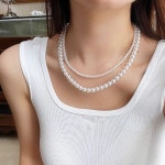 여성 코디 포인트 진주 목걸이 레이어드 악세사리 4mm : 클로버포유