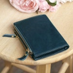 F8006 똑딱이형 천연소가죽중지갑 지퍼 여성중지갑 : 온엔에스