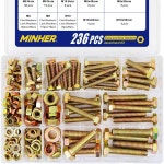 236PCS M6 M8 M10 헤비 듀티 볼트 및 너트 정렬 키트 8.8 등급 합금 강철 육각 나사 너트 및 와셔 키트 M4/ M5/ M6 (720PCS) : 마다베스트샵