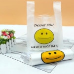 스마일 비닐봉투 쇼핑백 포장 손잡이 반투명 비닐봉지 비닐백 옷가게 소품샵 100p : whimsical-