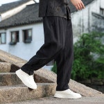 남자 기본 바지 면 린넨  마팬츠 봄여름 빈티지 와이드 빅사이즈 다이얼 단추 자카드 캐주얼 M스포2 : 모두 플로어 4호