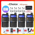 무전기 4Pcs Baofeng UV-5R 8W5W 트라이 파워 워키 토키 고출력 듀얼 밴드 장거리 휴대용 핸드 헬드 UV 5R 라디오 : K무역