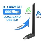 무선랜카드 600Mbps USB WiFi 블루투스 어댑터 2in1 네트워크 카드 듀얼 밴드 5GHz 안테나 미니 무선 수신기 PC 액세서리 : 백억부자할미