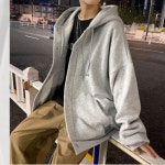 후드 제이든 자켓 오버핏 긴팔티셔츠 무지 남자 점퍼 티 : 아모르1