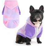 빙펫 타이 염색 강아지 후드티플리스 강아지 스웨트셔츠 목줄 구멍이 있는 강아지 스웨터 포켓이 있는 따뜻한 강아지 스웨터 소형견... 