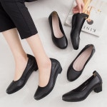 더벳스 여성 천연소가죽 로우 미들굽 펌프스 근무화 사무실화 플랫 슈즈 : THE BEST STORE