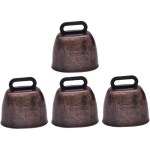 NULYLU 4개 애완동물 애견용 카우벨 장거리 마령 권투 벨 강아지 목줄 빈티지 우종이 울리다 농장 동물의 큰 종 스포츠 행사용 매달린 종철... 