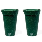 Silipint: 실리콘 473.2ml (16온스) 커피 텀블러: 2팩 녹색 반점 - 깨지지 않는 컵 재사용 가능 지속 유연성 뜨겁거나 차가운 음료... 