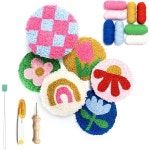 SPINNY 펀치 니들 키트 초보자용 꽃무늬 코스터 세트 MR Flora 01 : 벨록사르