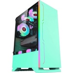 컴퓨터 케이스 미드 타워 PC 게이밍 ATXM-ATXITX - 전면 IO USB 3.0 포트 강화 유리 측면 패널 케이블 관리 시스템색상 녹색 Green... 