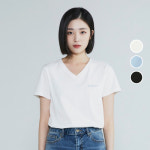 버커루 여성 60수 실켓 로고 브이넥 반팔 티셔츠 B232TS610P : 롯데백화점 부산본점