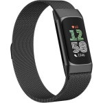 여성 남성용 핏비트 차지 6/차지 5 밴드, 금속 메시 밀라노 루프 조절 가능한 마그네틱 스트랩 교체 6 고급 피트니스 및 건강 트래커 - 블랙... 