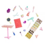 Glitter 미국매장정품+ 헤어 살롱 세트 - 35.6cm 14인치 인형용 액세서리 블로우 드라이어 거울 및 스타일링 도구 가상 제품 만 3세... 