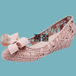 웨지힐 젤리슈즈 장마신발 레인슈즈 미끄럼방지 비치 비오는날 샌들 : 루나로웰