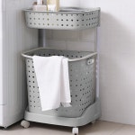 빨래바구니 세탁바구니 세탁 2단 이동식 : 유림수예