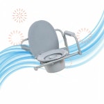 Drive Medical 드라이브 메디컬 휴대 의자 접이식 스틸 이동식 변기, 휴대용 화장실, 158kg 하중, 7.5쿼트 버킷, 회색, 병상 옆 간이 화장실... 