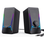 ROSON 컴퓨터 스피커, 향상된 저음 및 볼륨 조절 기능을 갖춘 게이밍 PC 스테레오 2.0 USB 전원 3.5mm 보조 멀티미디어... 