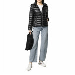몽클레어 여성  BLEU 로고 패치 후드 경량패딩 블랙 1B10100 C0070 999 : Pitti Milan