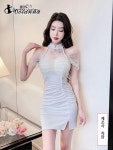 홀복 미니원피스 이브닝 초미니 블랙 파티복 드레스 G5279 블랙 뒷면 지퍼 : 리본이즈