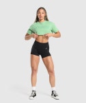 Gymshark 짐샤크 콜레지에이트 섀도우 워시드 크롭 탑 라군 그린 : SPORTICA