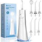 전동칫솔 치실 무선 워터 덴탈 전문가용 LED 디스플레이 5가지 모드 300ML 물탱크 IPX7 방수 휴대용 구강 세정기 여행용 제트 팁 6개 포함... 