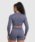 Gymshark 짐샤크 어댑트 플렉 심리스 롱 슬리브 크롭 탑 웨이티드 퍼플/메탈 퍼플 : SPORTICA