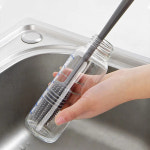 1/2PCS 실리콘 컵 브러시 브러쉬 유리 클리너 주방 청소 도구 긴 핸들 음료 와인 잔 병 플라스틱 : 귀여운아이스베어