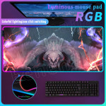 이베르카나 pc방 마우스 장 패드 매트 굿즈 RGB 게임 플레이어 Monster Hunter Wilds E-스포츠 기술 미끄럼 방지 고무 테이블 : 선셋비치고릴라