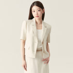 [슈퍼적립] 로엠 린넨라이크 반팔 크롭 자켓 RMJKF25R12 : roem