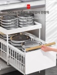 슬림 슬라이딩 수납함 수납 틈새수납 서랍 수납장 보관함 서랍장 다용도 도장 부착식 단층 확장형 흰색 : 루트랩04