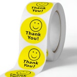 옐로우 스마일 땡큐 선물 포장 마감 스티커 지름2.5cm 500매입 답례품 편지 봉인 밀봉 데코 꾸미기 : 깨비네쇼핑